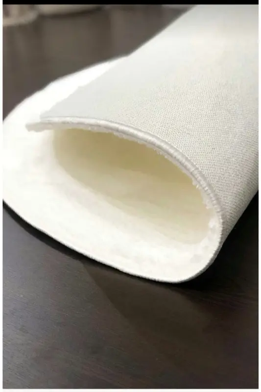 Surpriz Uy Tekstil Yumaloq Oq Rang Peluş Yuviladigan Gilam-oq - 3