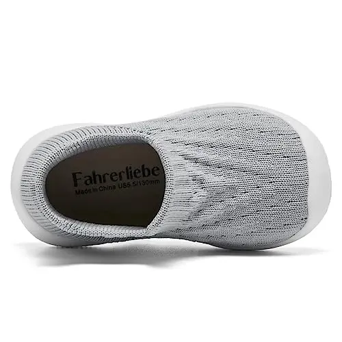 Fahrerliebe Baby Non Slip Socks Shoes Boys Girls Soft Slip On Sneakers Protection Toe Infant Slippers Lightweight Breathable First Walking Shoes - 5