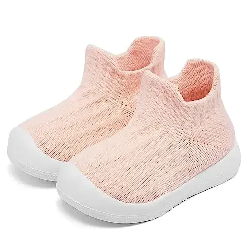 Fahrerliebe Baby Non Slip Socks Shoes Boys Girls Soft Slip On Sneakers Protection Toe Infant Slippers Lightweight Breathable First Walking Shoes - FAHRERLIEBE