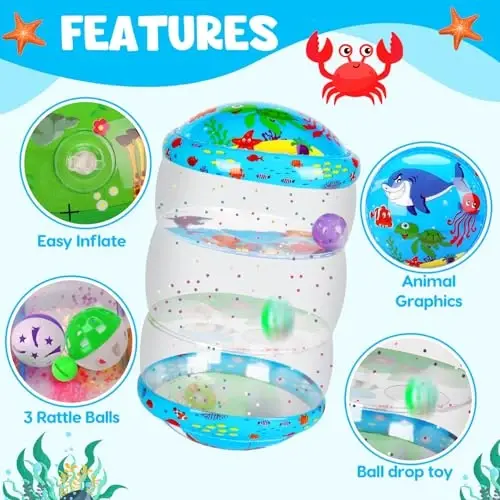Crawling & Walking Baby Toys 6-12 Months Glowing Jumbo Inflatable Rolling Infant Toy 7 8 9 10 12-18 Month Old Tummy Time Sensory Development Light Up Toys for 1 2 Year Old Boy Girl Birthday Gifts - Crawling (1)