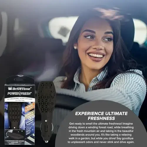 Drive Time Reusable 12V Plug-in Car Air Freshener – Power Fresh, Auto Shut-Off, Plug-In Convenience, No Batteries Needed – Includes 4 Scent Bars for Up to 30 Days of Freshness - Matte Black - 5