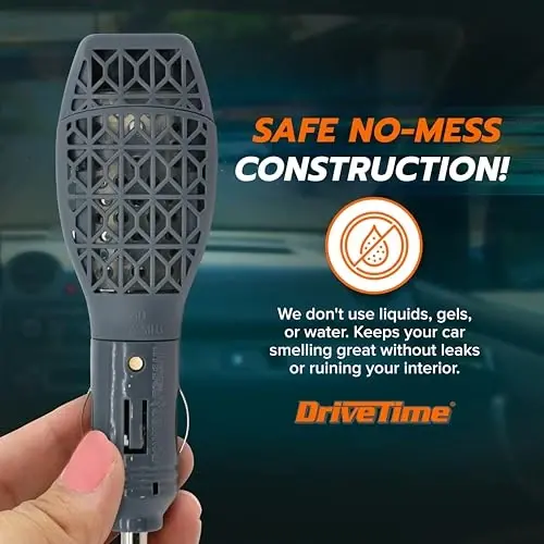Drive Time Power Fresh Refillable Car Air Freshener – 12V Plug-In Reusable Car Scents Air Enhancer with Long-Lasting Scent Up to 30 Days – Includes 4 Scent Bars – Compact Design - Silver - 4