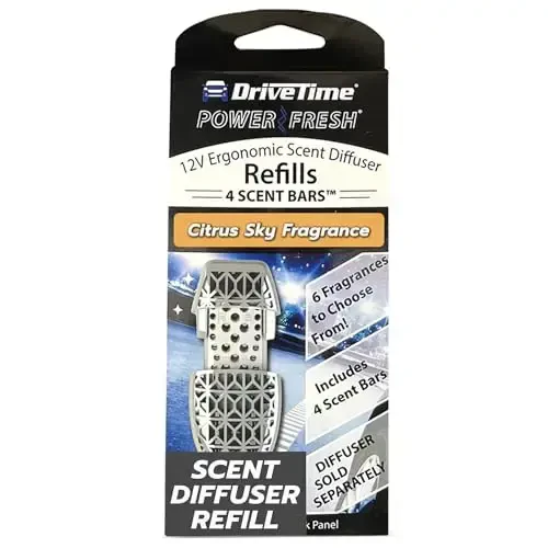 Drive Time Reusable 12V Plug-in Car Air Freshener – Power Fresh, Auto Shut-Off, Plug-In Convenience, No Batteries Needed – Includes 4 Scent Bars for Up to 30 Days of Freshness – Citrus Sky - 1