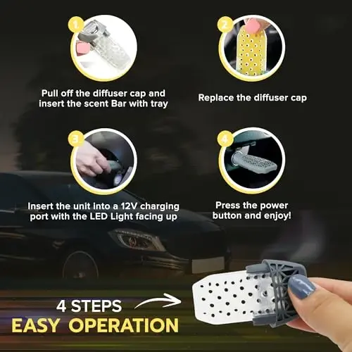 Drive Time Reusable 12V Plug-in Car Air Freshener Refill– Power Fresh, Auto Shut-Off, Plug-In Convenience, No Batteries Needed – Includes 4 Scent Bars for Up to 30 Days of Freshness – Citrus Sky - 4