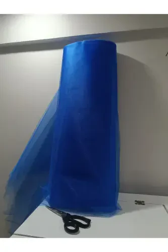 Süsleme Tülü ,Bohça Çeyiz Gelin Damat Söz Nişan Nikah Konvoy Kapı Valiz Hediye süsü,100x300-Mavi - ŞIK TASARIM (1)