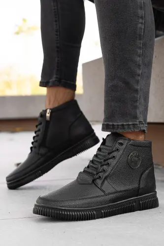 Su&soğuk Geçirmez Kürklü Garantili DİKİŞLİ Kışlık Fermuarlı Bot Kauçuk Taban Sağlam-Siyah KOYU - 5