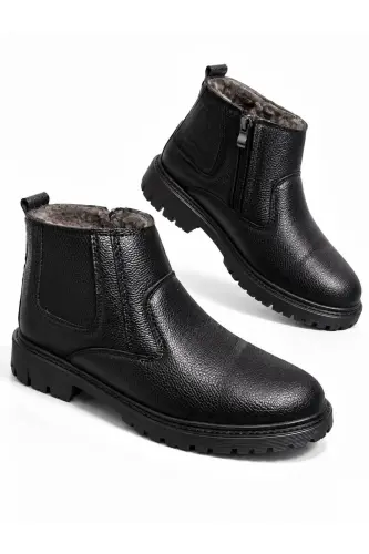 Su&soğuk Geçirmez Kürklü Garantili Unisex Kışlık Fermuarlı Bot Taban Sağlam - Siyah gomez - 3