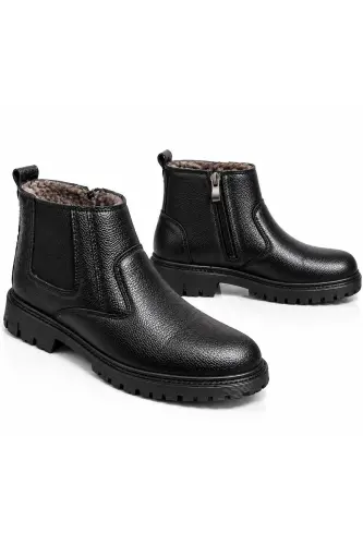 Su&soğuk Geçirmez Kürklü Garantili Unisex Kışlık Fermuarlı Bot Taban Sağlam - Siyah gomez - 4