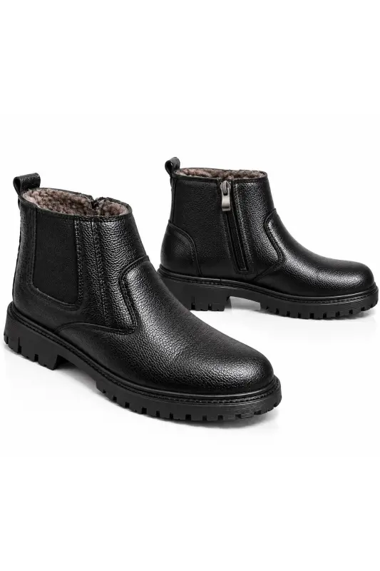 Su&soğuk Geçirmez Kürklü Garantili Unisex Kışlık Fermuarlı Bot Taban Sağlam - Siyah gomez - 4