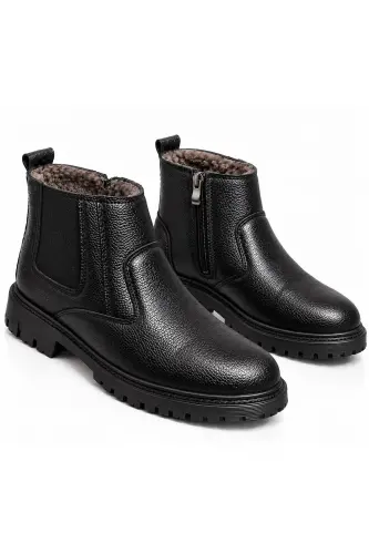 Su&soğuk Geçirmez Kürklü Garantili Unisex Kışlık Fermuarlı Bot Taban Sağlam - Siyah gomez - By Oxford (1)