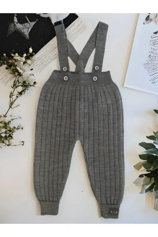 Suspender Buttoned Baby Children's Knit Tights Dungarees Fume-Fume - 1
