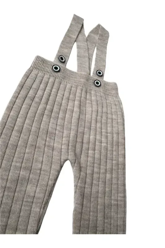 Suspender Buttoned Baby Kids Knitted Tights Dungarees Stone Color-Stone Color - 2