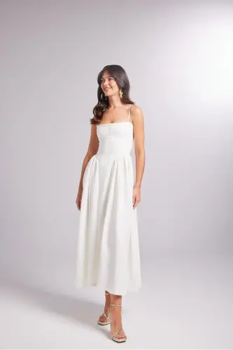 Suspender Globe Long Bridged Dress White - 1