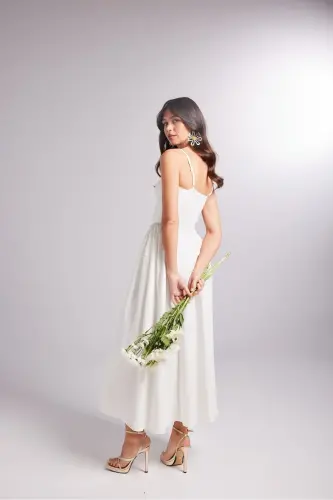 Suspender Globe Long Bridged Dress White - 4