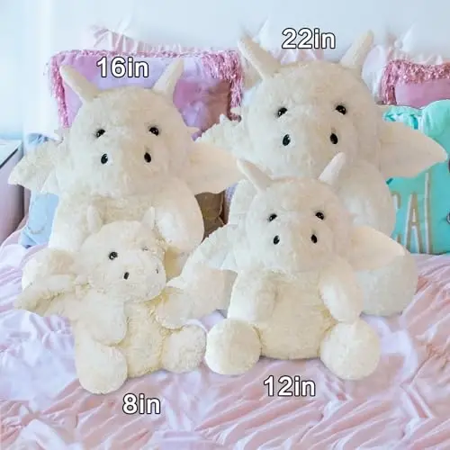 SUSULF Little Flying Dragon - Cute Stuffed Animal Plush Toy - Adorable Soft Dragons Toy Plushies and Gifts - Perfect Present for Kids (White,22.04in/56cm) - 2