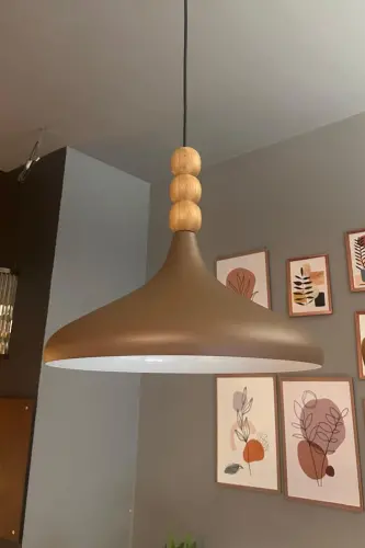 Sutli Qahva Champion Yog'och Boncukli Yakkalik Qandil Osma Salon Oshxona Butik Lampa Yoritgich Qandillar - Sutli Qahva - 6