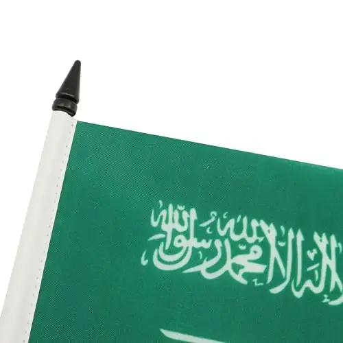 Saudi Arabia Table Flag 4'' x 6'' - Saudi Arabian Desk Flag 15 x 10 cm. - Black plastic stick and base - AZ FLAG - 4