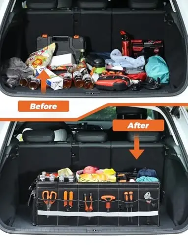Oasser Car Trunk Organizer for SUV 75L Collapsible 4 Compartment Storage, Foldable Organizer Car Accessories for Women/Men - 2