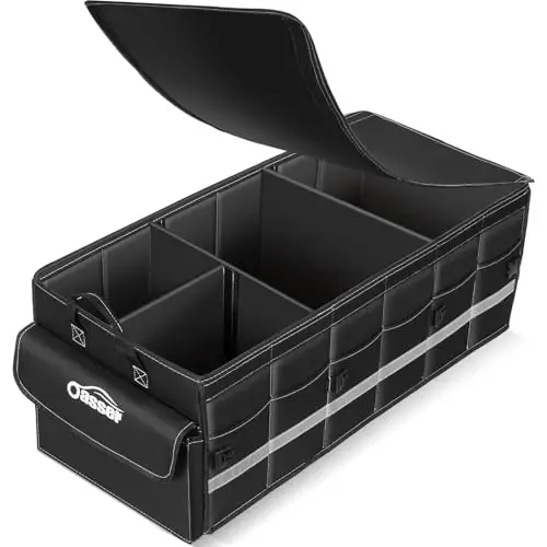 Oasser Car Trunk Organizer for SUV 75L Collapsible 4 Compartment Storage, Foldable Organizer Car Accessories for Women/Men - 1