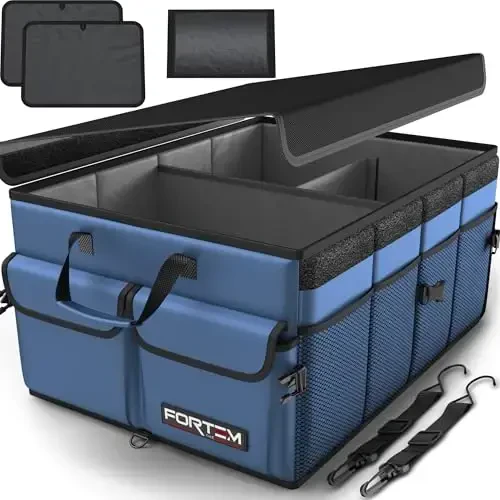 FORTEM Trunk Organizer For SUV Car Trunk Organizer, Foldable Storage, Car Accessories for Women Men, Collapsible Bag, Perfect Christmas Gifts, 600D Oxford, Non Slip Bottom, Straps, Soft Cover (50L) 