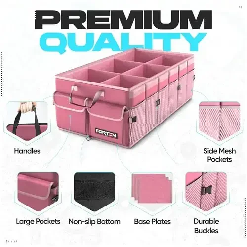 FORTEM Trunk Organizer For SUV Car Trunk Organizer, Foldable Storage, Car Accessories for Women Men, Collapsible Multi Compartment, 600D Oxford, Non Slip Bottom, Securing Straps, Soft Cover (85L) - MODAZONE (1)
