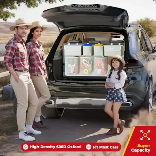 SURDOCA Car Trunk Organizer, LARGE CAPACITY Car Storage Bag with 8 Pockets, 7X Upgraded Trunk Storage Organizer for Car, SUV, Truck, MPV - 2