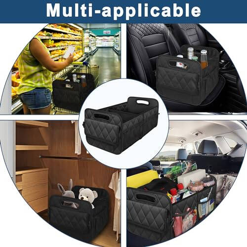 Deosk Car Trunk Organizer for SUV, Car Organizers and Storage with 6 Pocket, Car Accessories for Women/Men 50LWaterproof Polyester Trunk Organizer, Black - 5