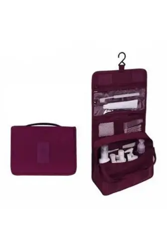 Suv o'tkazmaydigan organizer osma sayohat kosmetik makiyaj sumkasi Bordo-Bordo to'q - 1