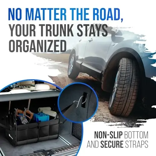 Car Trunk Organizer – Large Collapsible Storage Box with Adjustable Compartments – Heavy-Duty Cargo Organizer for SUV, Truck & Car – Non-Slip Waterproof Trunk Storage Bin for Groceries & Tools - MODAZONE (1)