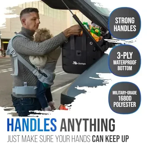 Car Trunk Organizer – Large Collapsible Storage Box with Adjustable Compartments – Heavy-Duty Cargo Organizer for SUV, Truck & Car – Non-Slip Waterproof Trunk Storage Bin for Groceries & Tools - 3