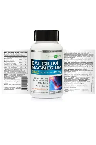 Suvda Vitamin Kaltsiy Magniy Sink Plyus 100 Tablet BİG352044 - SUDA VITAMIN (1)