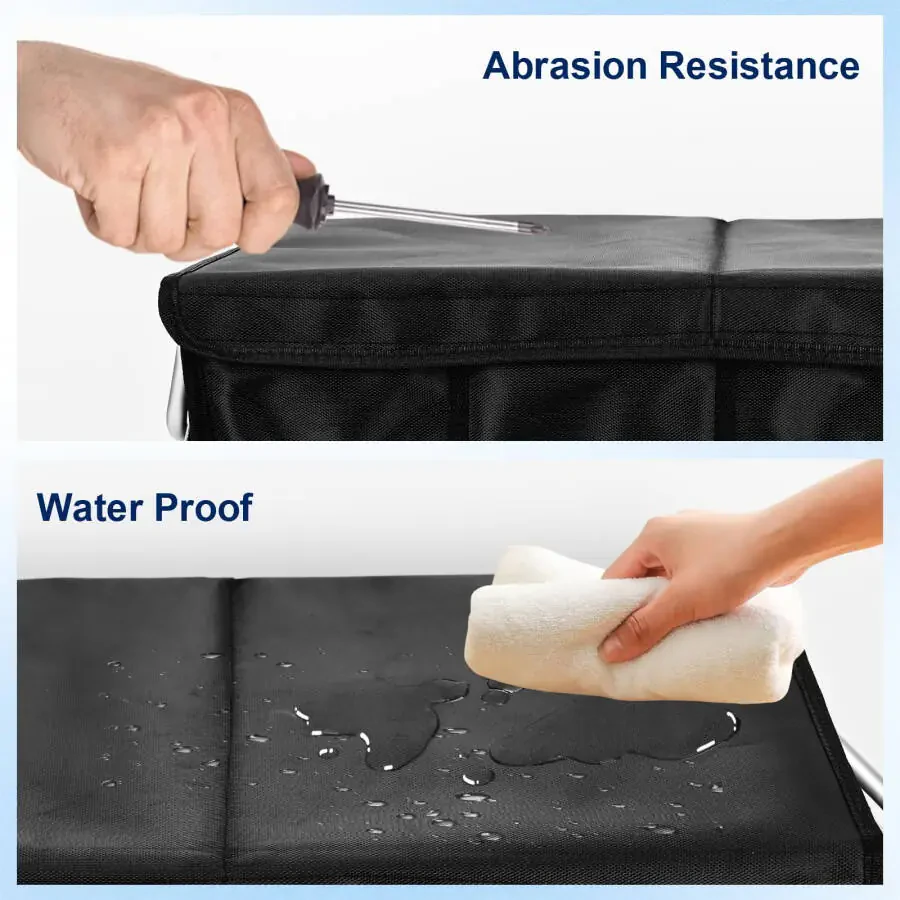 SUVlar uchun avtomobil magistralini tashkilotchisi, Lychee katlanadigan ko'p bo'limli magistral avtomobil tashkilotchisi, suv o'tkazmaydigan avtomobil saqlash tashkilotchisi katlanadigan qopqoq, alyuminiy dastasi, sirg'almaydigan pastki (Qora). - 6