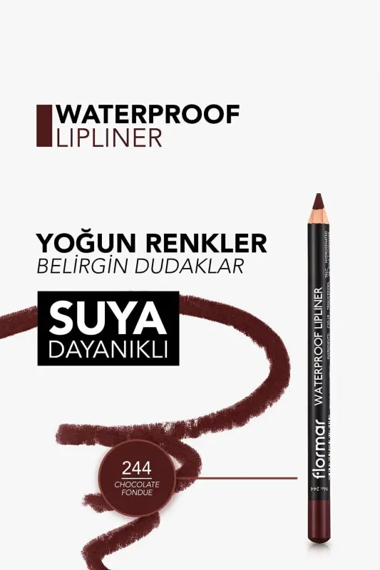 Suya Dayanıklı Dudak Kalemi (KAHVE) - Waterproof Lipliner - 244 Chocolate Fondue - 8690604567591 - 244 CHOCOLATE FONDUE - 6