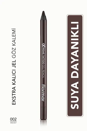 Suya Dayanıklı Jel Göz Kalemi (KOYU KAHVE) - Extreme Tattoo Gel Pencil - 002 Walnut - 8682536028844 - 002 WALNUT 