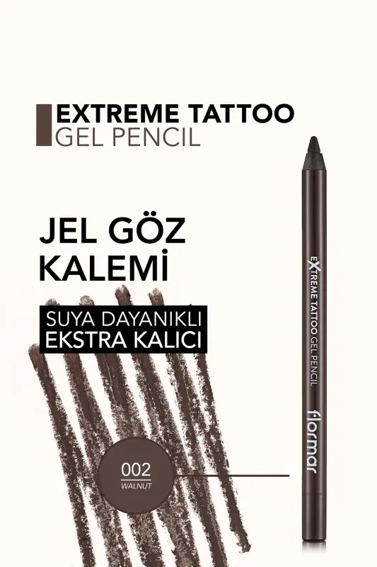 Suya Dayanıklı Jel Göz Kalemi (KOYU KAHVE) - Extreme Tattoo Gel Pencil - 002 Walnut - 8682536028844 - 002 WALNUT - 5