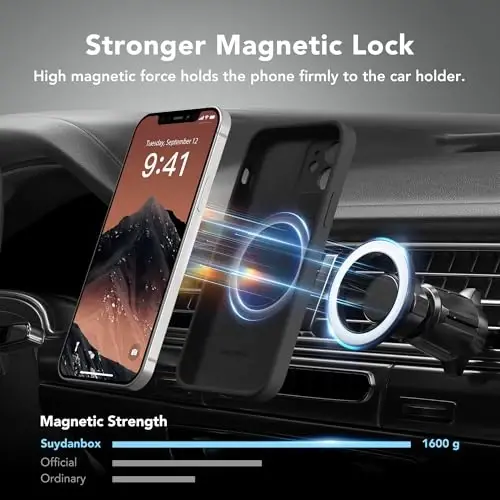 SuydanBox iPhone 12 için Manyetik Kılıf, MagSafe Uyumlu, [Tam Kamera Koruması][Ekran Koruyucu] Silikon Darbeye Dayanıklı Koruyucu Telefon Kılıfı, iPhone 12 6.1