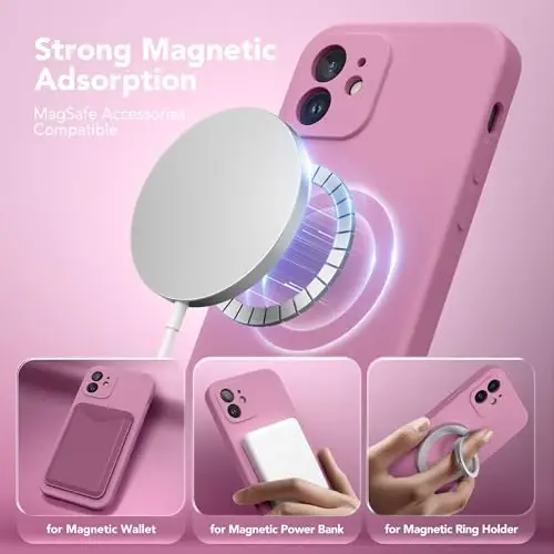 SuydanBox Magnetic for iPhone 12 Case, Compatible with MagSafe, [Full Camera Protection] [Screen Protector] Silicone Shockproof Protective Phone Case for iPhone 12 6.1