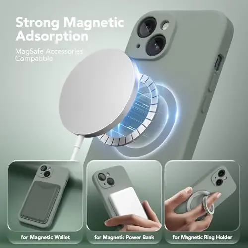 SuydanBox iPhone 13 Kılıf için Manyetik, MagSafe ile Uyumlu, [Tam Kamera Koruması] [Ekran Koruyucu] Silikon Darbeye Dayanıklı Koruyucu Telefon Kılıfı iPhone 13 6.1