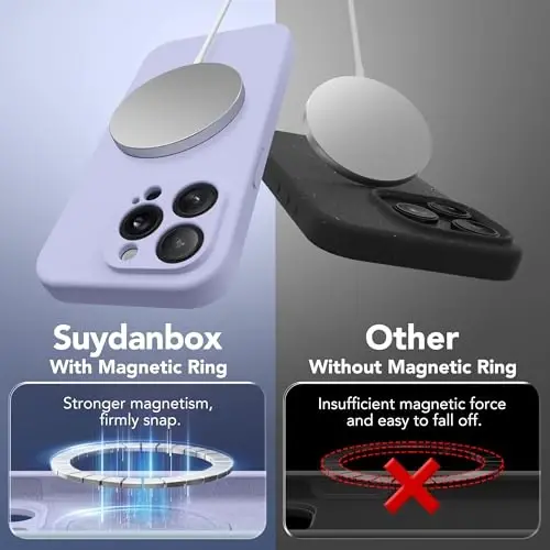 SuydanBox iPhone 13 Pro için Manyetik Kılıf, MagSafe Uyumlu, [Tam Kamera Koruması][Ekran Koruyucu] Silikon Darbeye Dayanıklı Koruyucu Telefon Kılıfı, iPhone 13 Pro 6.1