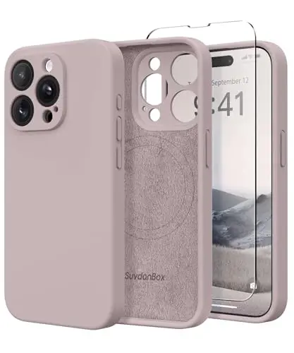 SuydanBox Magnetic for iPhone 14 Pro Case, Compatible with MagSafe, [Full Camera Protection][Screen Protector] Silicone Shockproof Protective Phone Case for iPhone 14 Pro 6.1