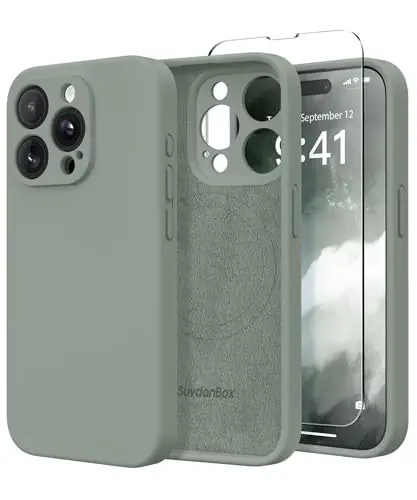 SuydanBox iPhone 14 Pro uchun magnit g‘ilof, MagSafe bilan mos, [Kamera uchun to‘liq himoya][Ekran himoyachisi] Silikon zarbaga chidamli himoya g‘ilofi, iPhone 14 Pro 6.1