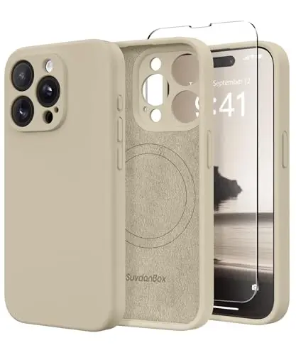 SuydanBox iPhone 15 Pro Max Kılıf, MagSafe Uyumlu, [Tam Kamera Koruması] [Ekran Koruyucu] Silikon Darbeye Dayanıklı Koruyucu Telefon Kılıfı iPhone 15 Pro Max 6.7
