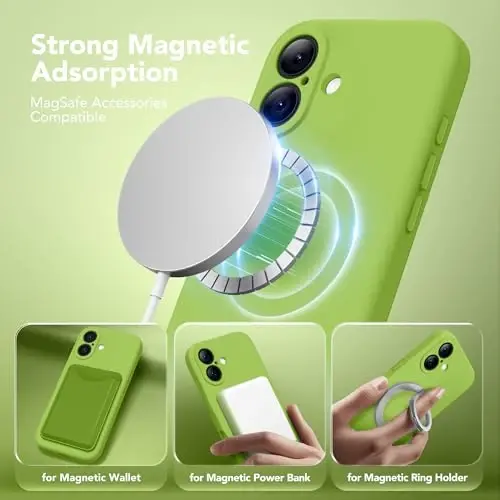 SuydanBox Magnetic for iPhone 16 Case, Compatible with MagSafe, [Screen Protector + Full Camera Protection], Silicone Shockproof Anti-Scratch Protective Phone Case for iPhone 16 6.1