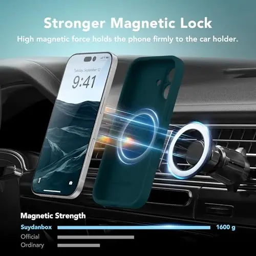 SuydanBox iPhone 16 Kılıf için Mıknatıslı, MagSafe Uyumlu, [Ekran Koruyucu + Tam Kamera Koruması], Silikon Darbeye Dayanıklı Çizilmez Koruyucu Telefon Kılıfı iPhone 16 6.1