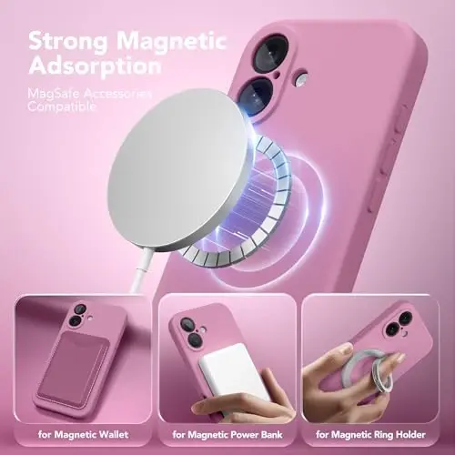 SuydanBox iPhone 16 Plus için Manyetik Kılıf, MagSafe Uyumlu, [Tam Kamera Koruması][Ekran Koruyucu] Silikon Darbeye Dayanıklı Koruyucu Telefon Kılıfı, iPhone 16 Plus 6.7