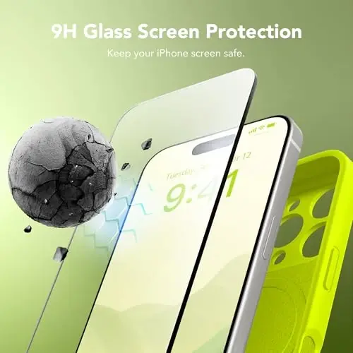 SuydanBox iPhone 16 Pro Max uchun magnitli g'ilof, MagSafe bilan mos, [To'liq kamera himoyasi][Ekran himoyachisi] Silikon zarbaga chidamli himoya g'ilofi, iPhone 16 Pro Max uchun, Ftorli yashil - 5
