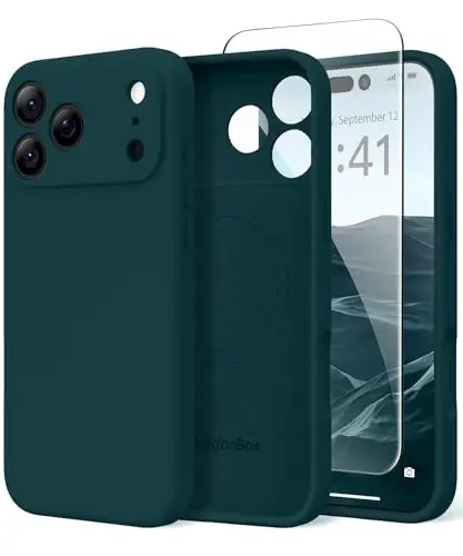 SuydanBox Magnetic для чехла iPhone 17 Pro, совместимый с MagSafe, [Полная защита камеры][Защитное стекло] Силиконовый противоударный защитный чехол для телефона для iPhone 17 Pro 6.3