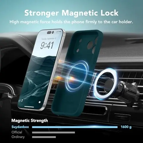SuydanBox Magnetic для чехла iPhone 17 Pro, совместимый с MagSafe, [Полная защита камеры][Защитное стекло] Силиконовый противоударный защитный чехол для телефона для iPhone 17 Pro 6.3