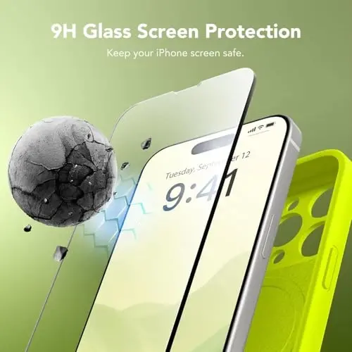SuydanBox Magnetic для iPhone 15 Pro, совместимый с MagSafe, [Полная защита камеры] [Защитное стекло] Силиконовый противоударный защитный чехол для телефона для iPhone 15 Pro 6,1