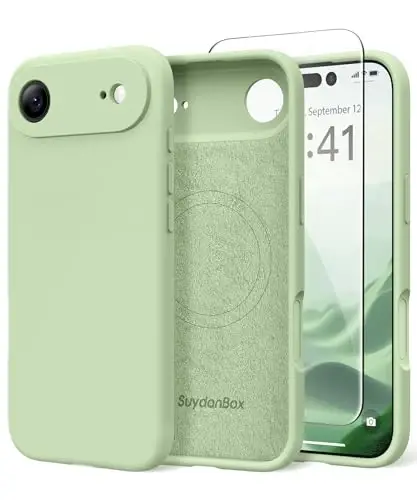 SuydanBox Magnetic для iPhone Air Case, совместимый с MagSafe, [Полная защита камеры][Защитное стекло] Силиконовый противоударный защитный чехол для телефона для iPhone 17 Air 6.5